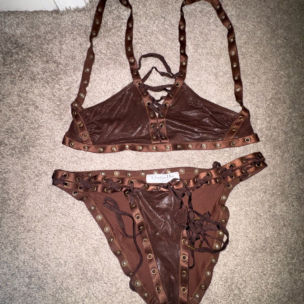 Dior Chocolate Brown Bikini with Eyelet Details